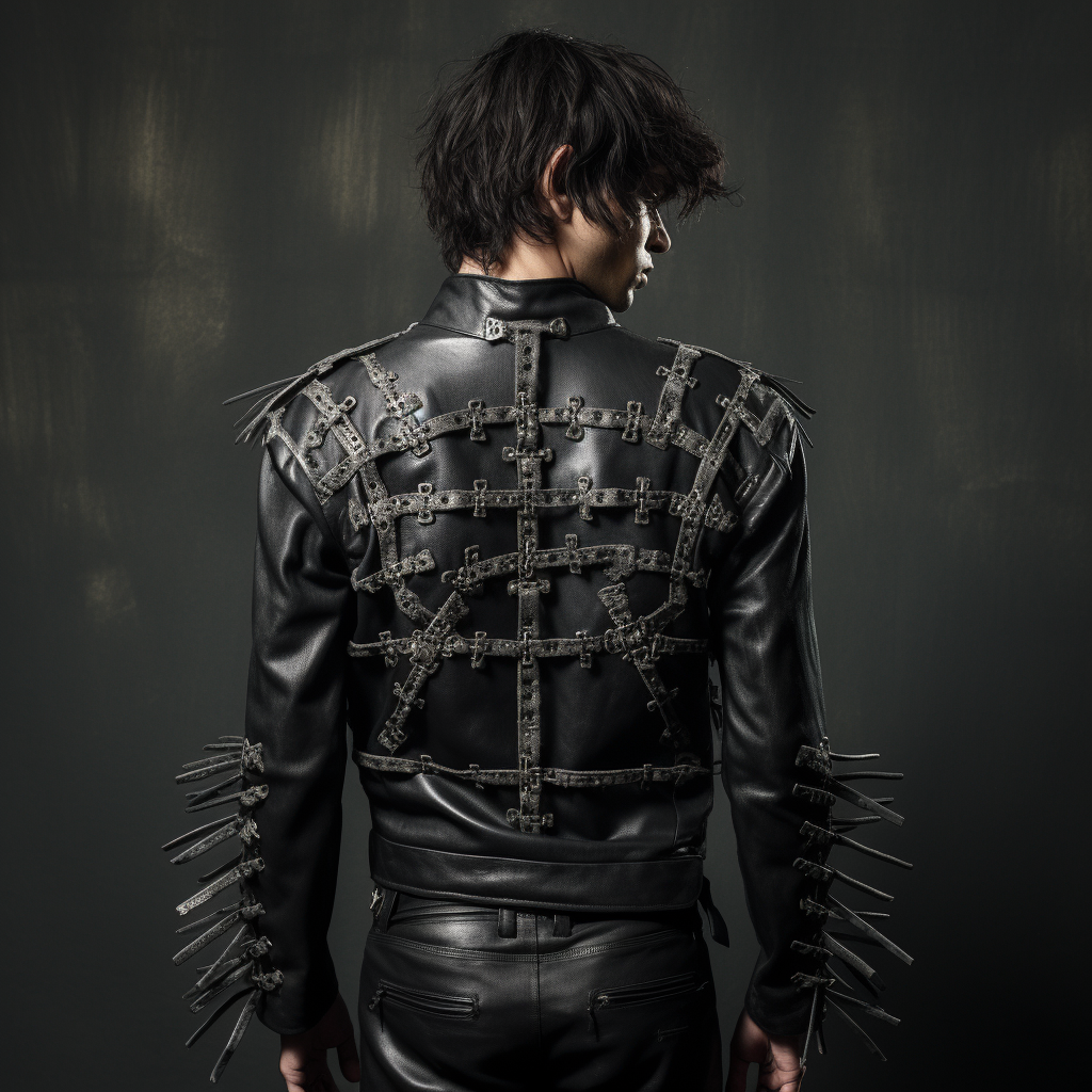 Stylish men's gothic cross leather jacket