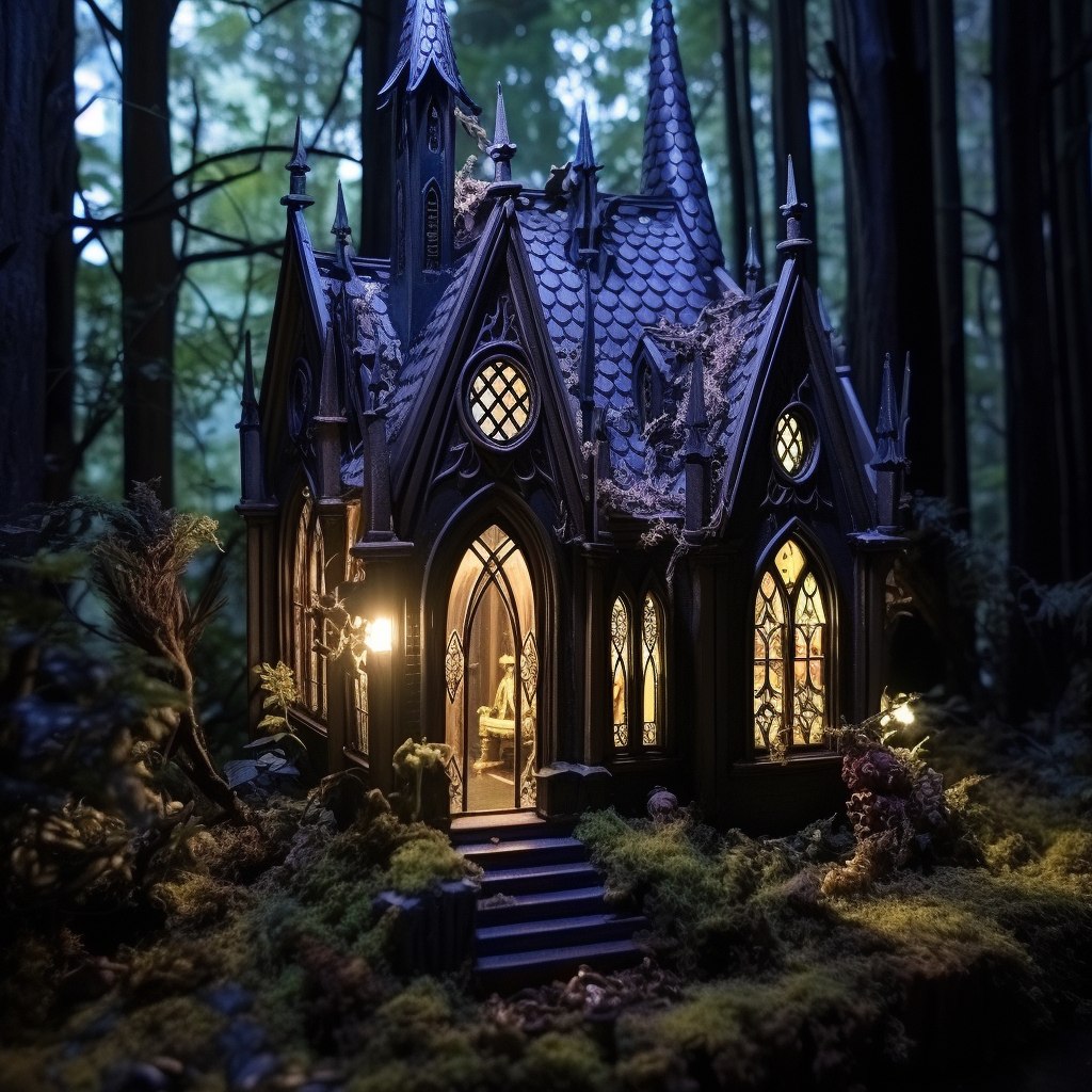 12th Scale Gothic Dollhouse in Enchanting Forest