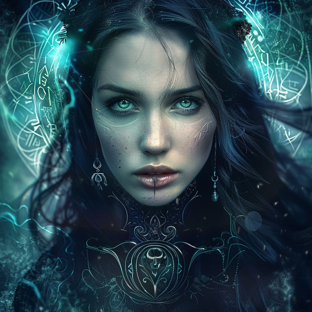 Gothic Fantasy Portrait with Magical Symbols