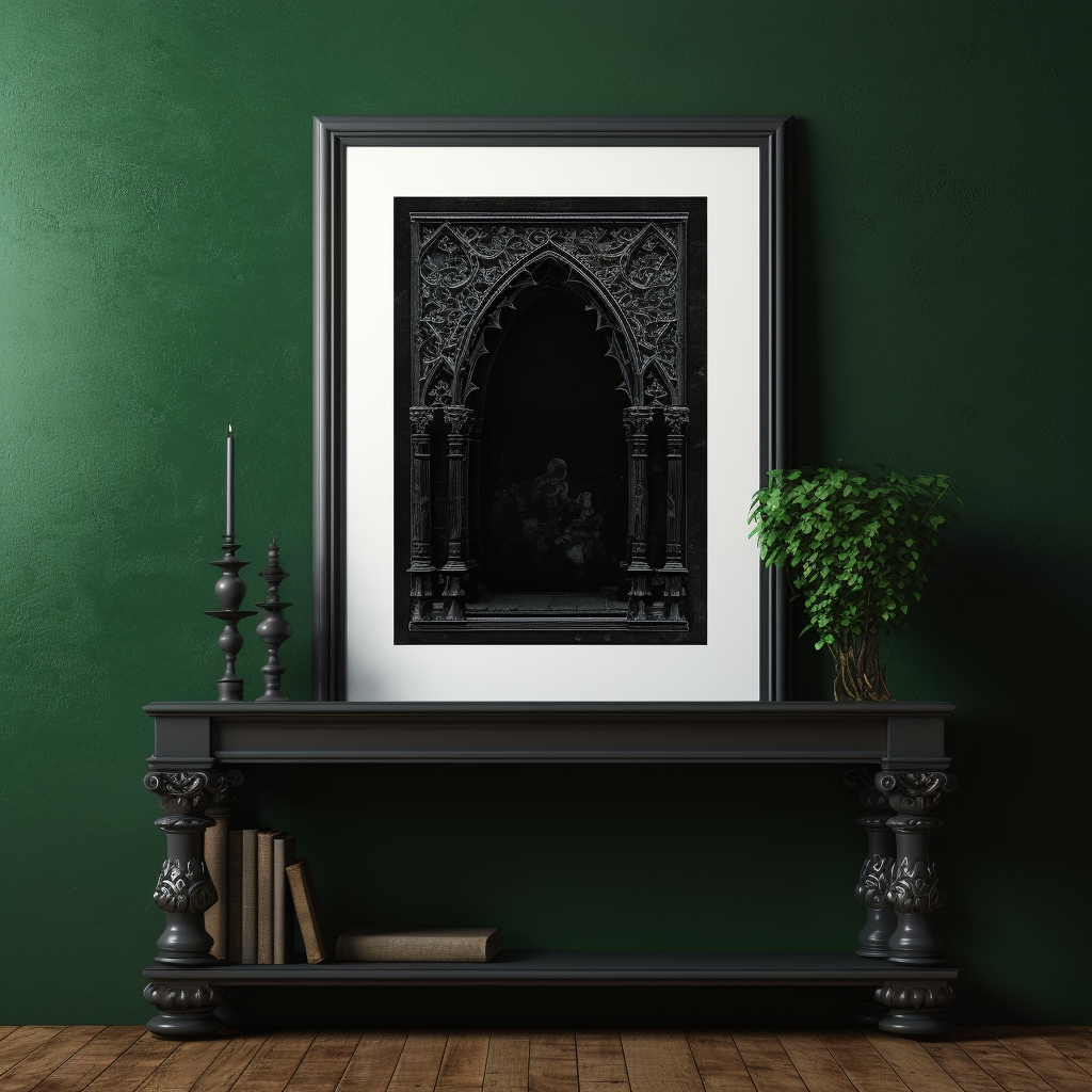 A1 Black Gothic Frame on Shelf