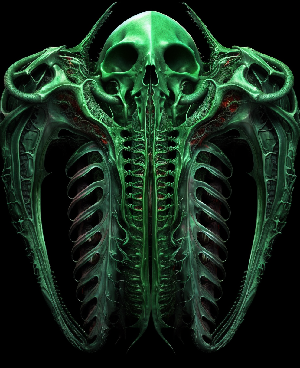 Gothic green weirdcore skeleton ribs