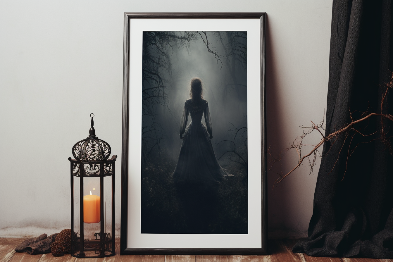 Realistic gothic Halloween frame mockup