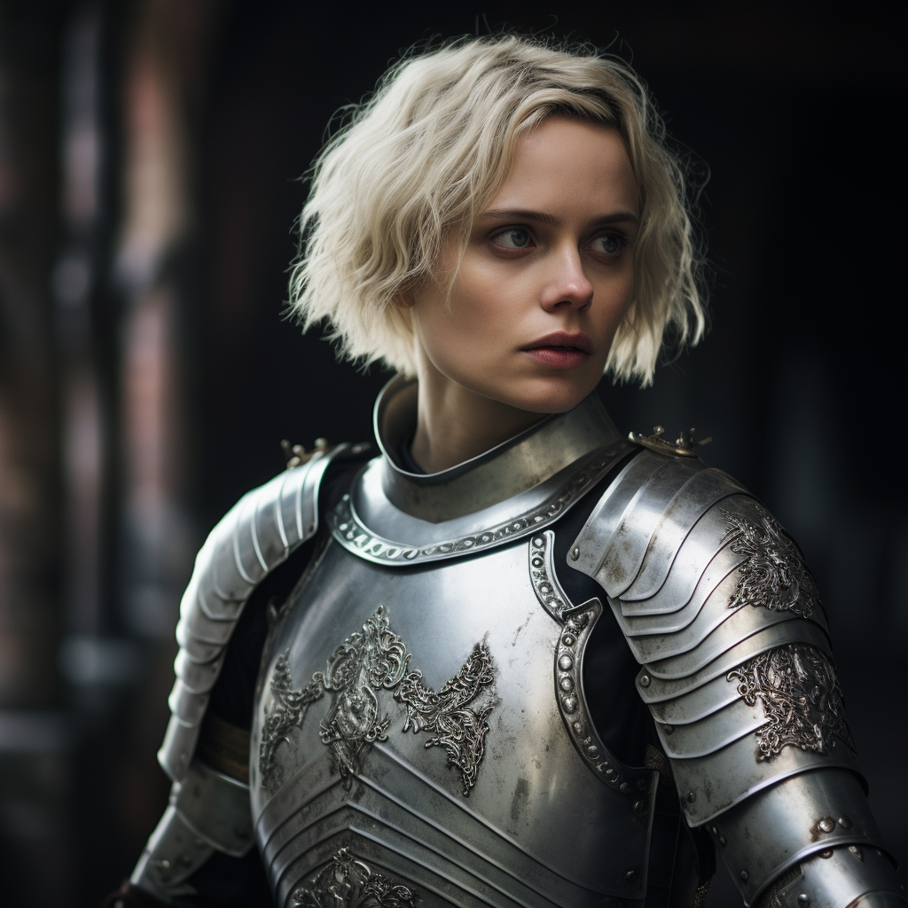 Strong female knight in gothic armor