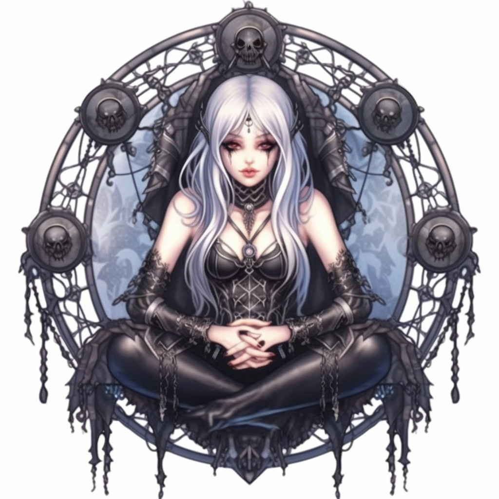 Cute Gothic Spider Girl with Ornate Frame