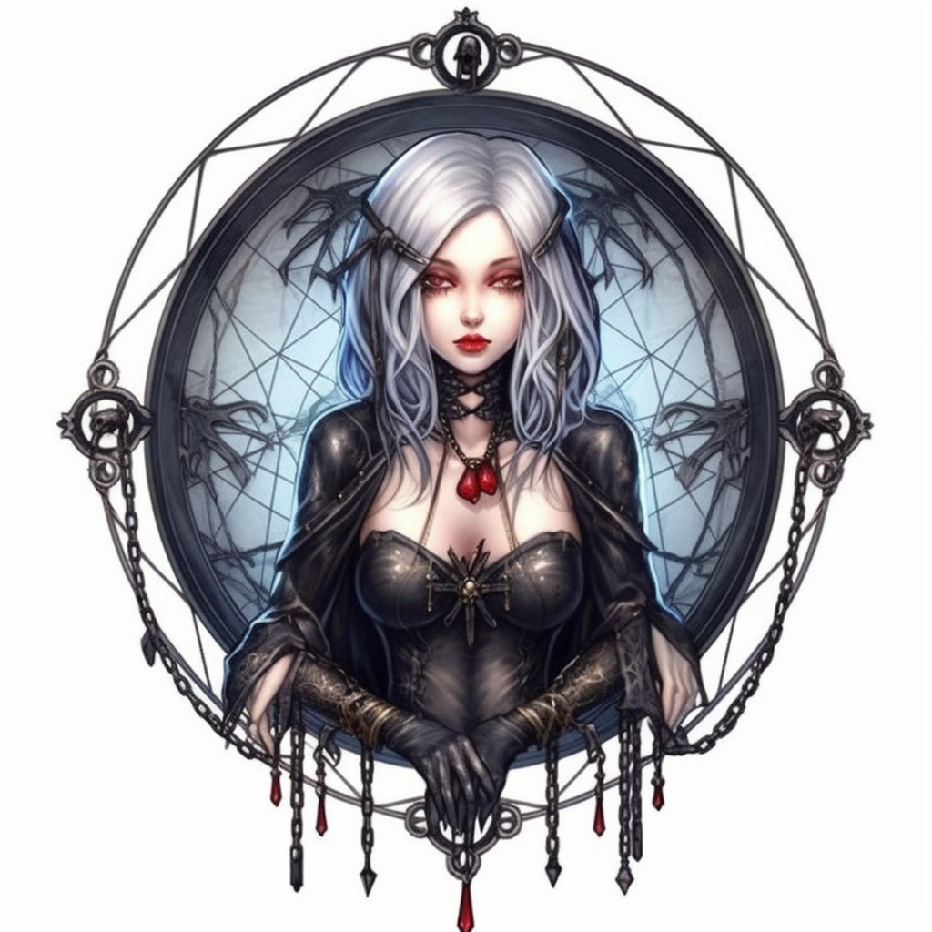 Detail of a Cute Gothic Spider Girl