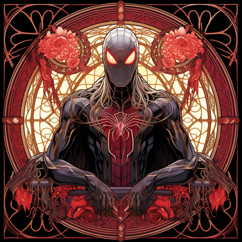 Gothic Spiderman in Art Nouveau Style