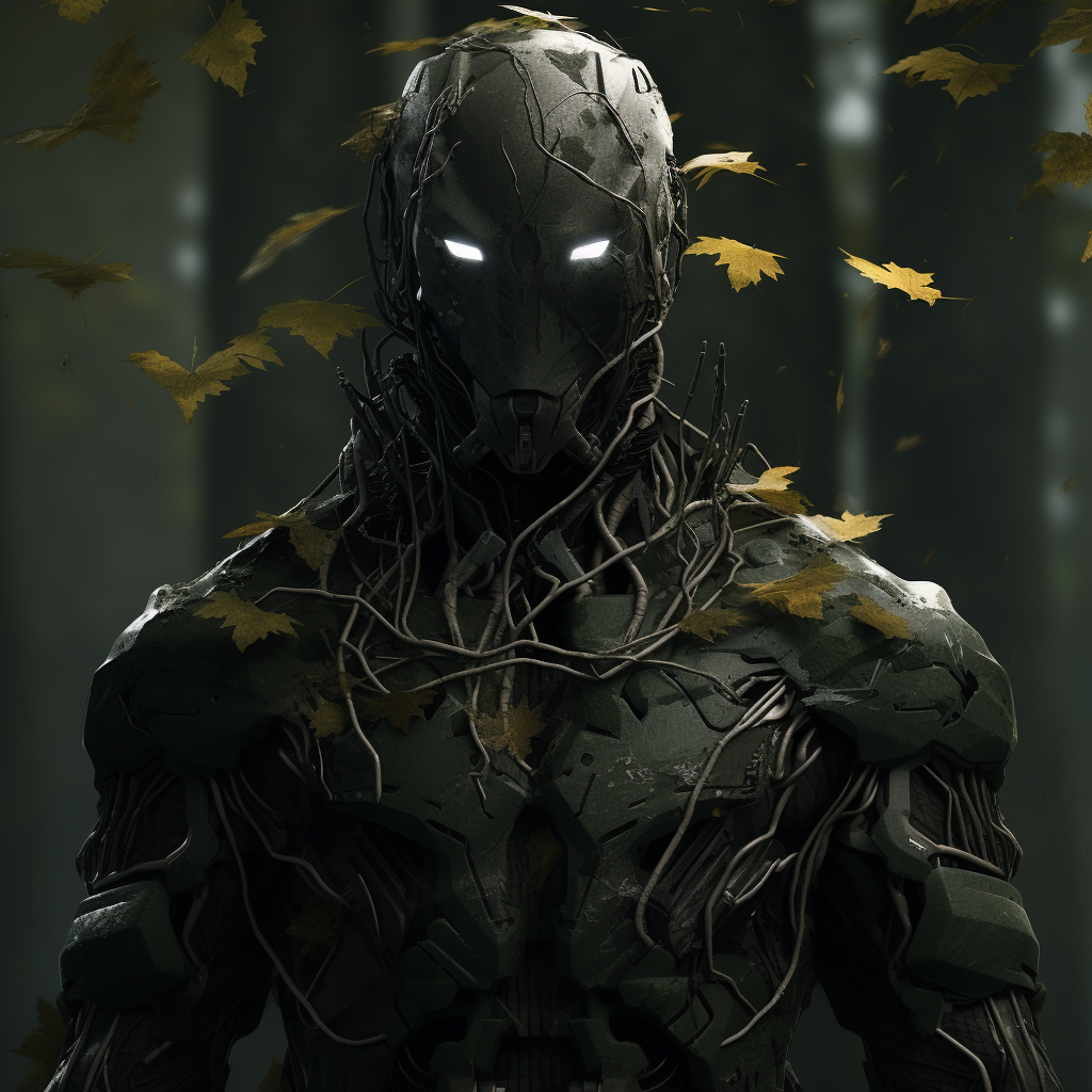 Gothic tree soldier with leaf helmet