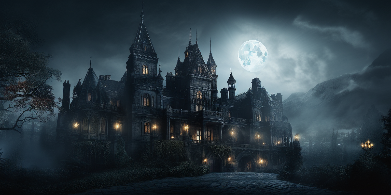 Gothic vampire manor castle in dark fantasy setting