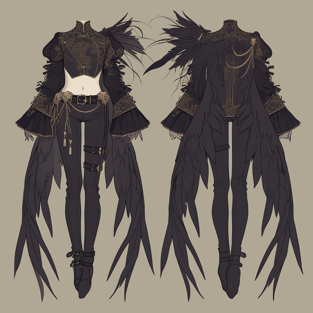 Gothic outfit with wing and tail slots