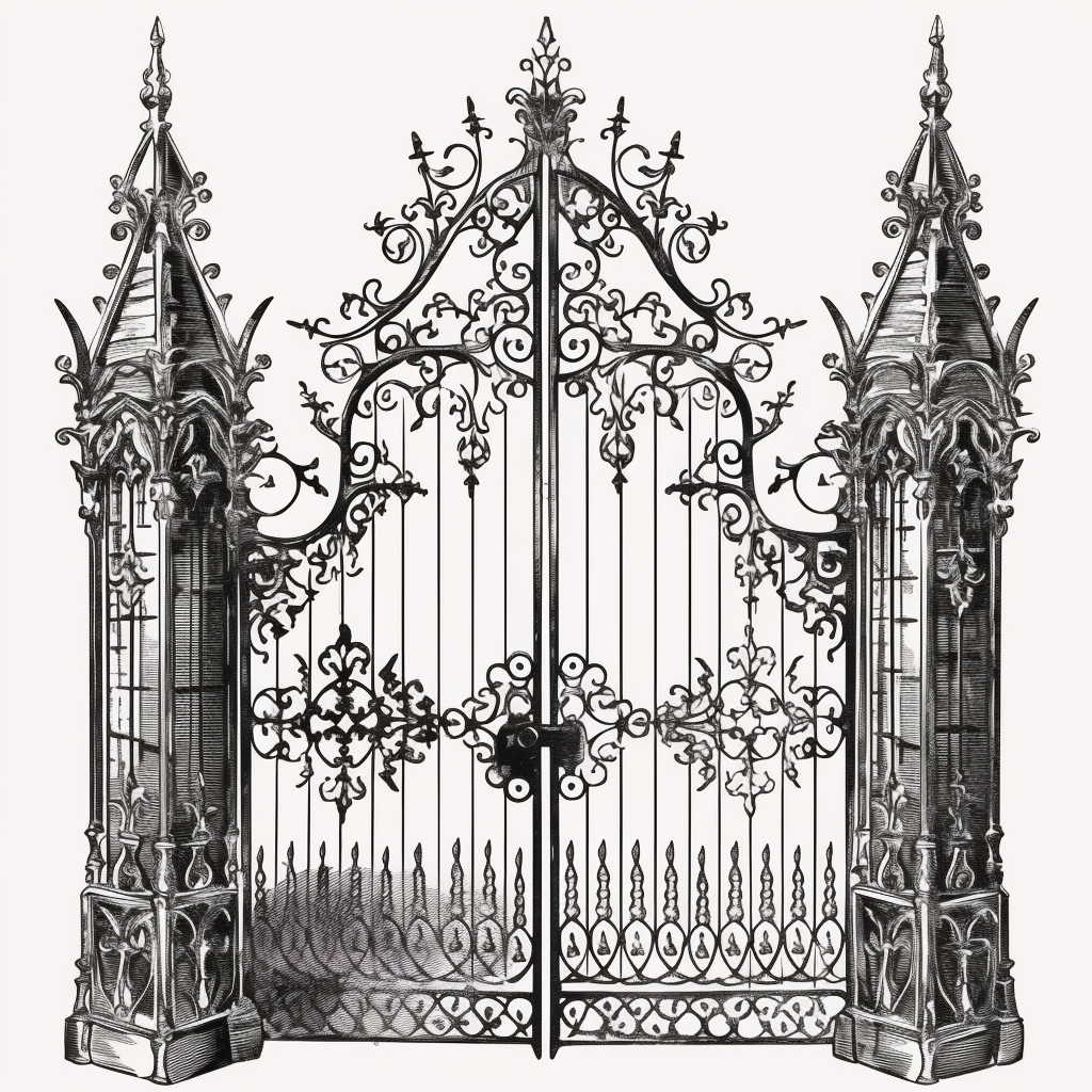 Gothic Wrought Iron Gate Clipart