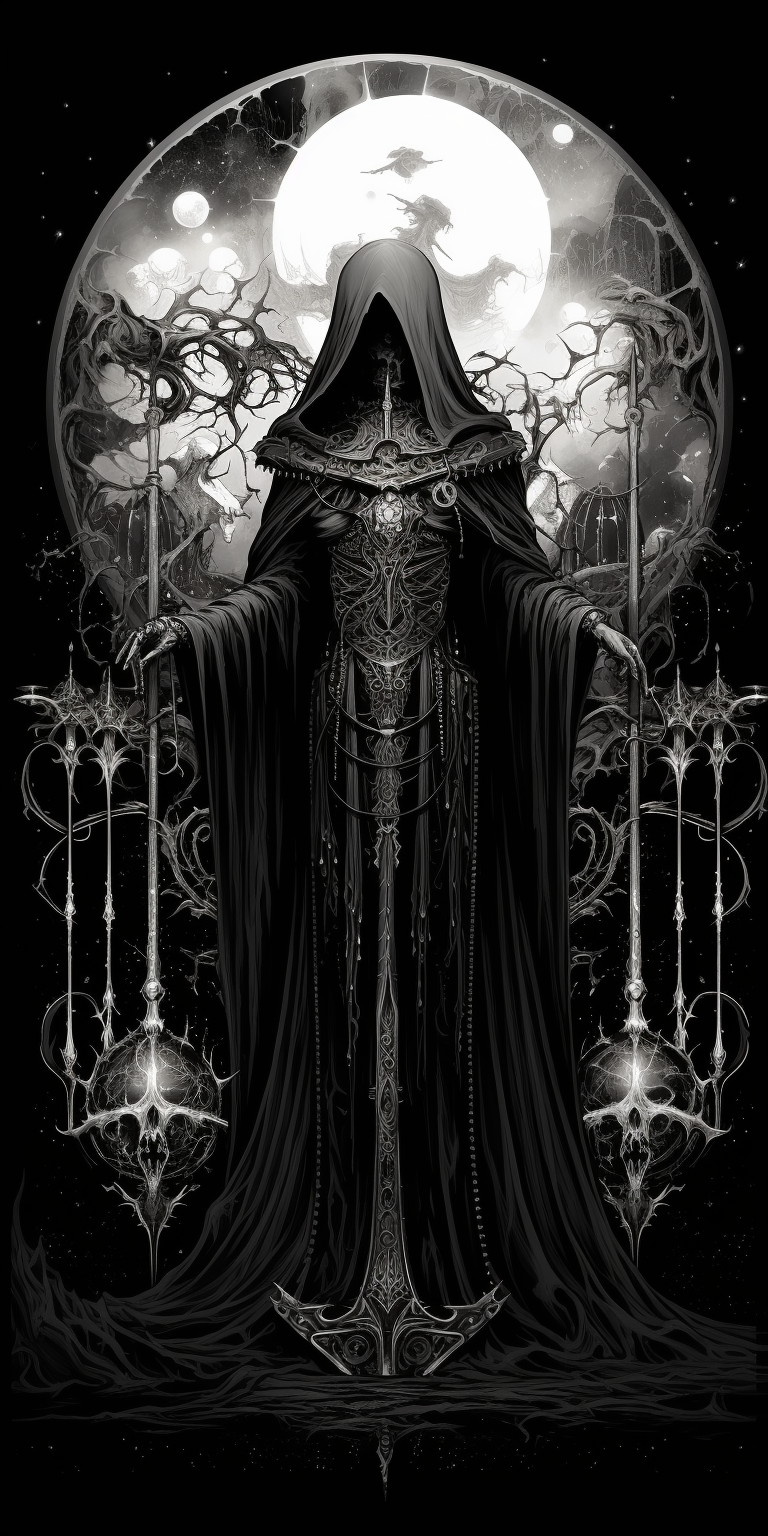 Gothic Tarot Wheel of Fortune Illustration