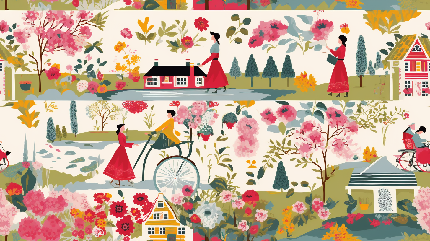 Beautiful Gouache English Garden Illustration