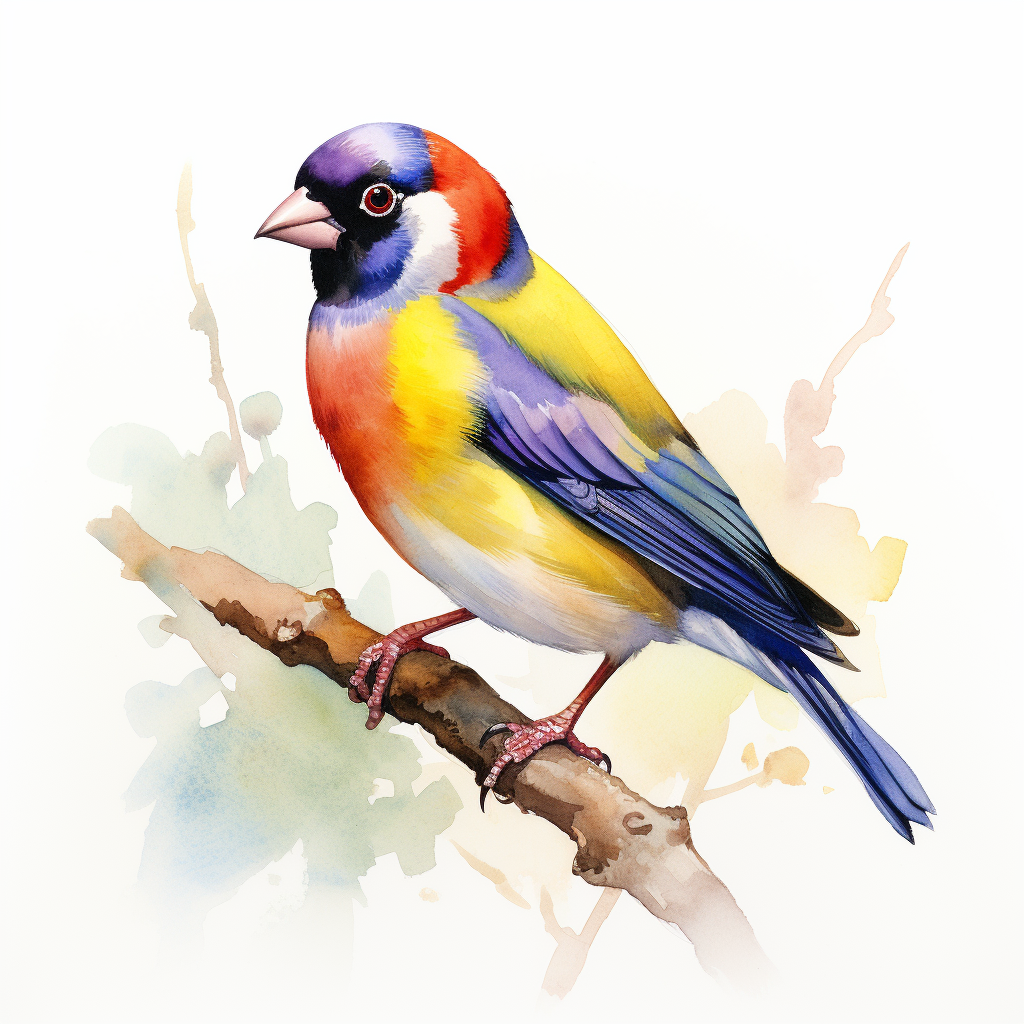 Colorful Gouldian Finch on Branch