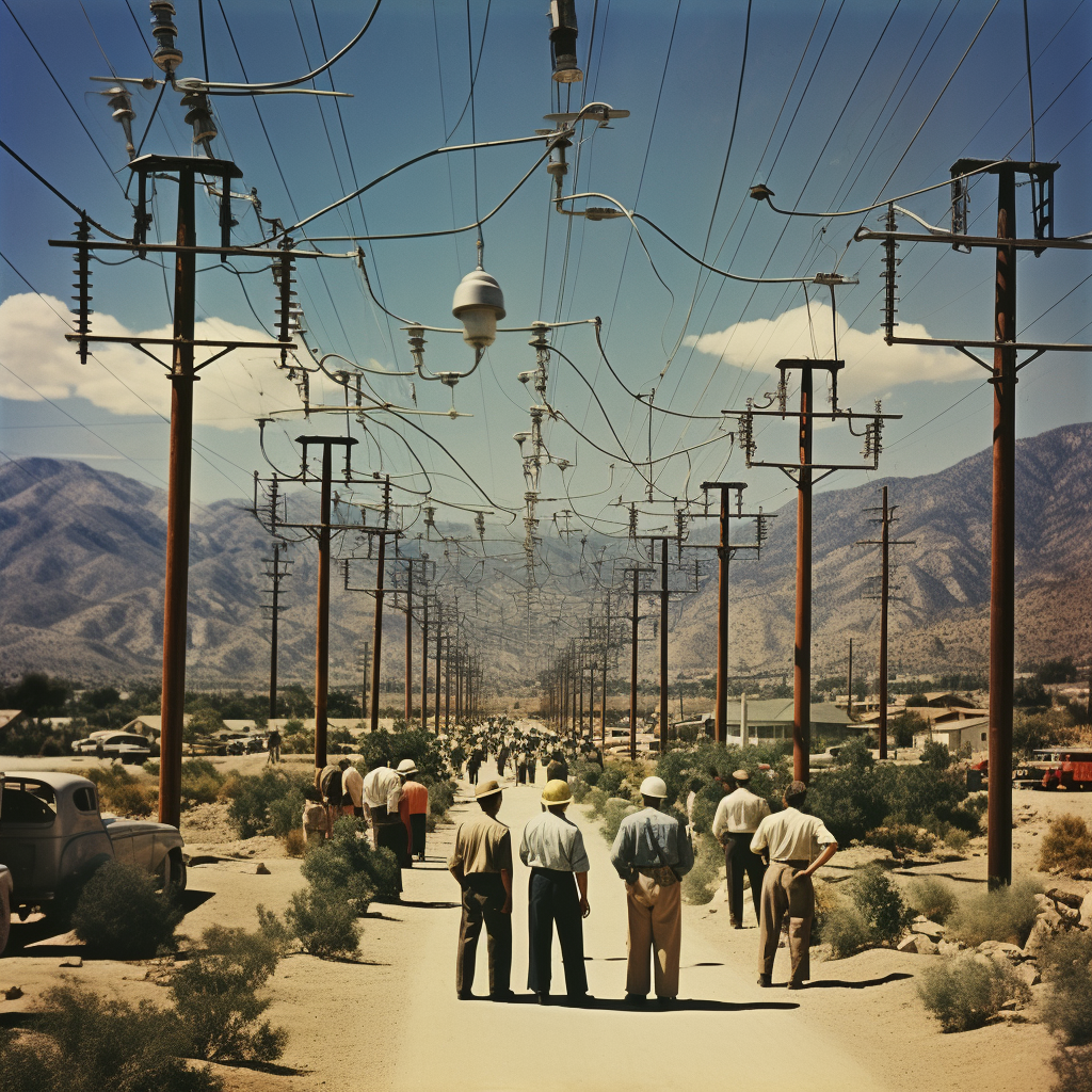 1950s government electric transmission network photo