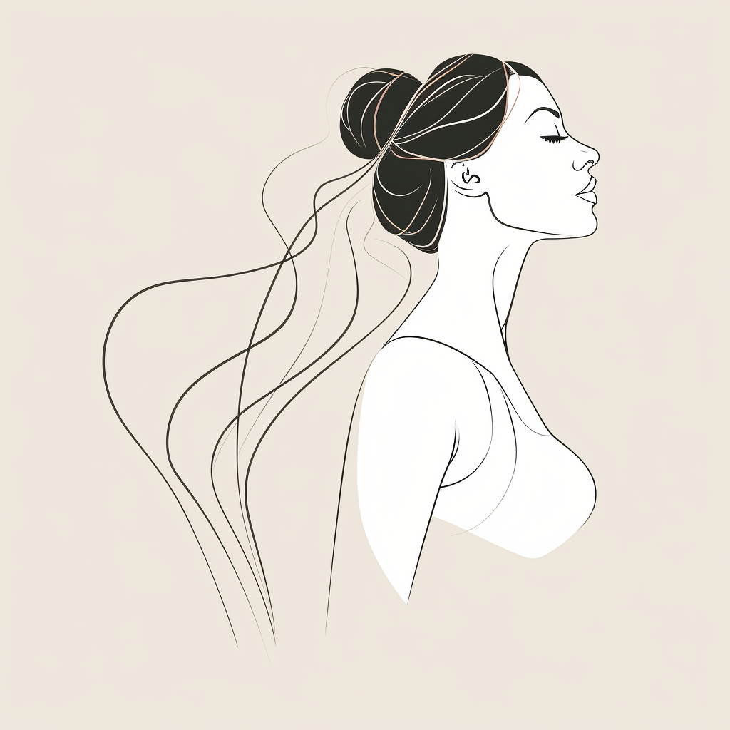 Graceful female figure in line art illustration