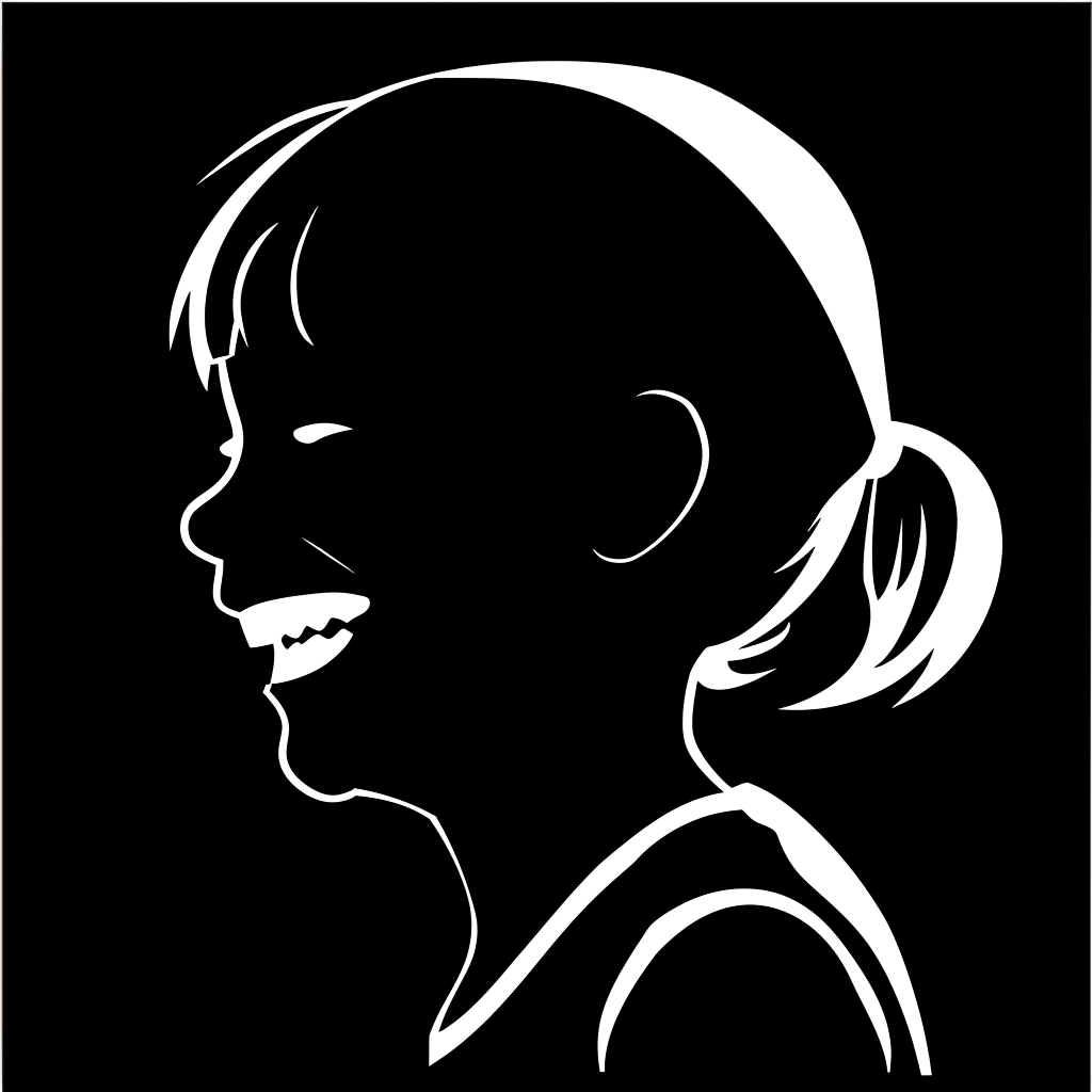 Silhouette of a Smiling Grade School Girl with Basketball