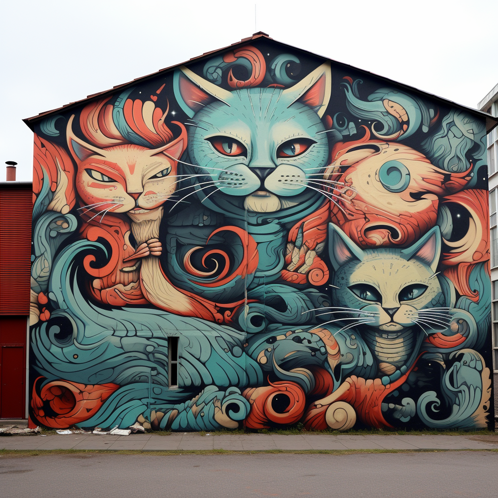 Colorful graffiti cat pattern