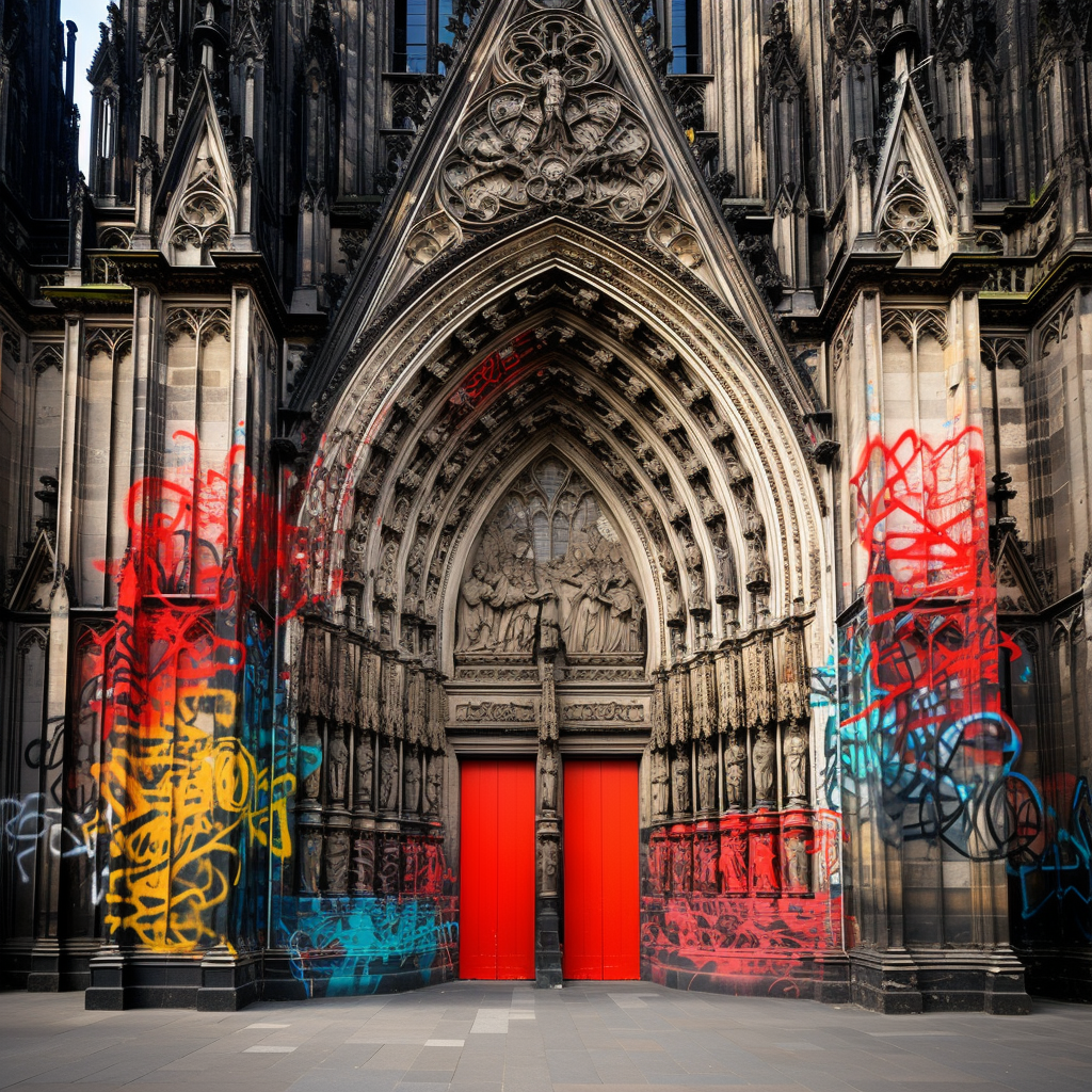 Graffiti on famous Cologne Cathedral with  Nico