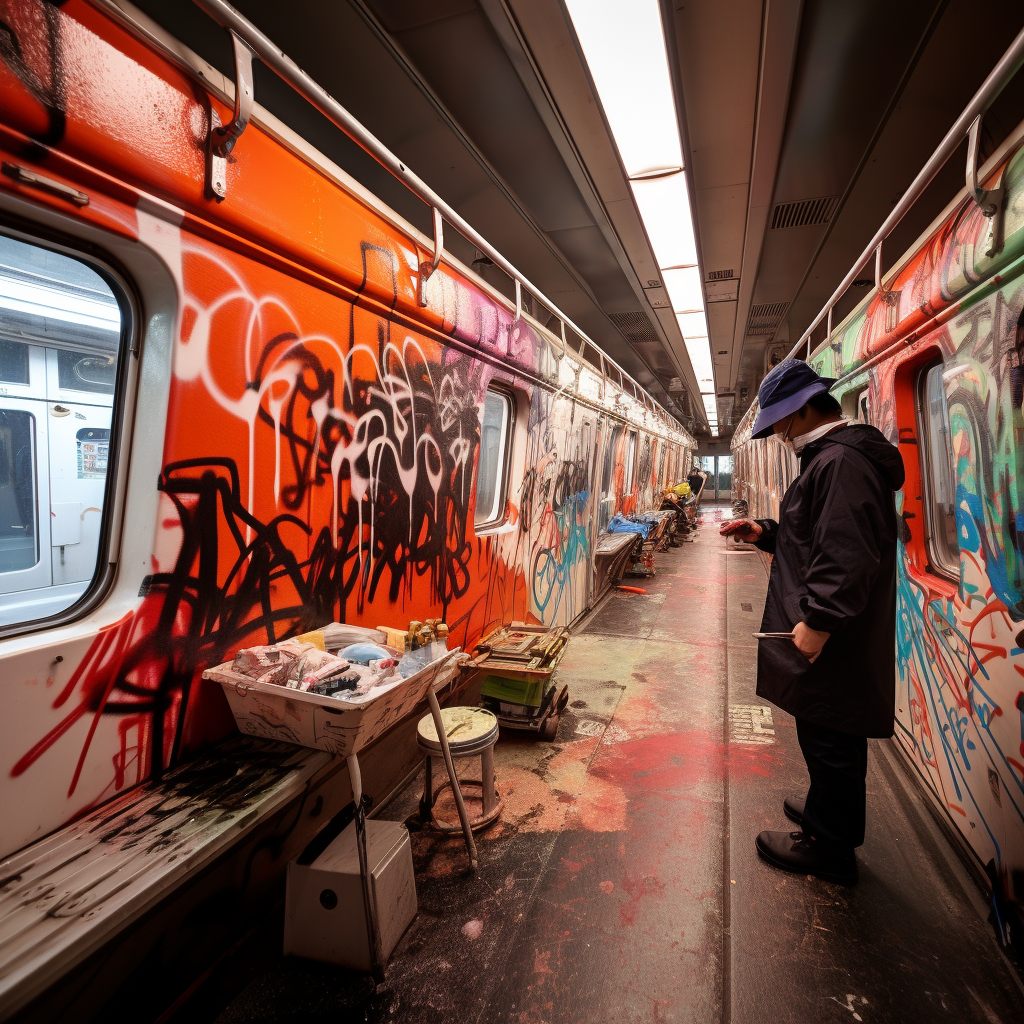 Graffiti Japanese artists trains police