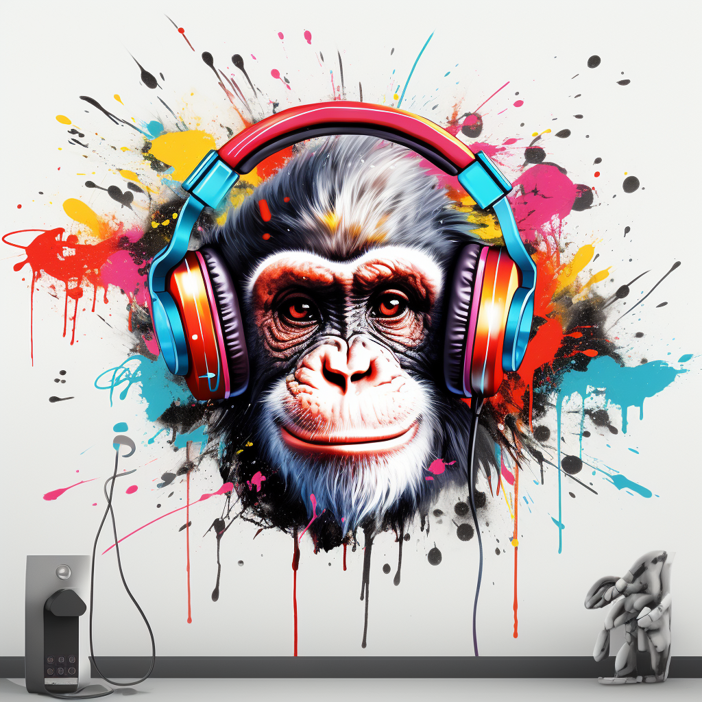 Monkey in Graffiti Headphones