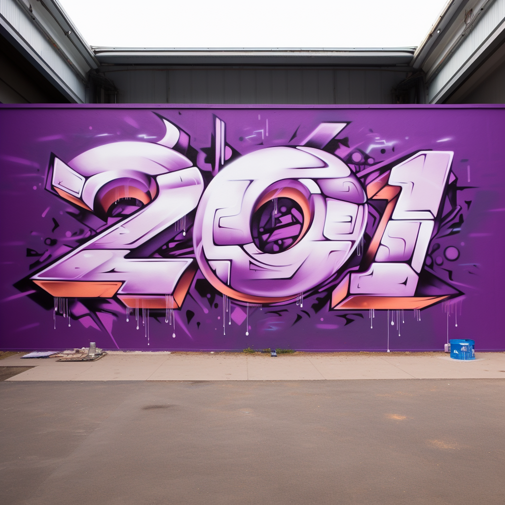 Colorful graffiti of number 163 on a purple wall