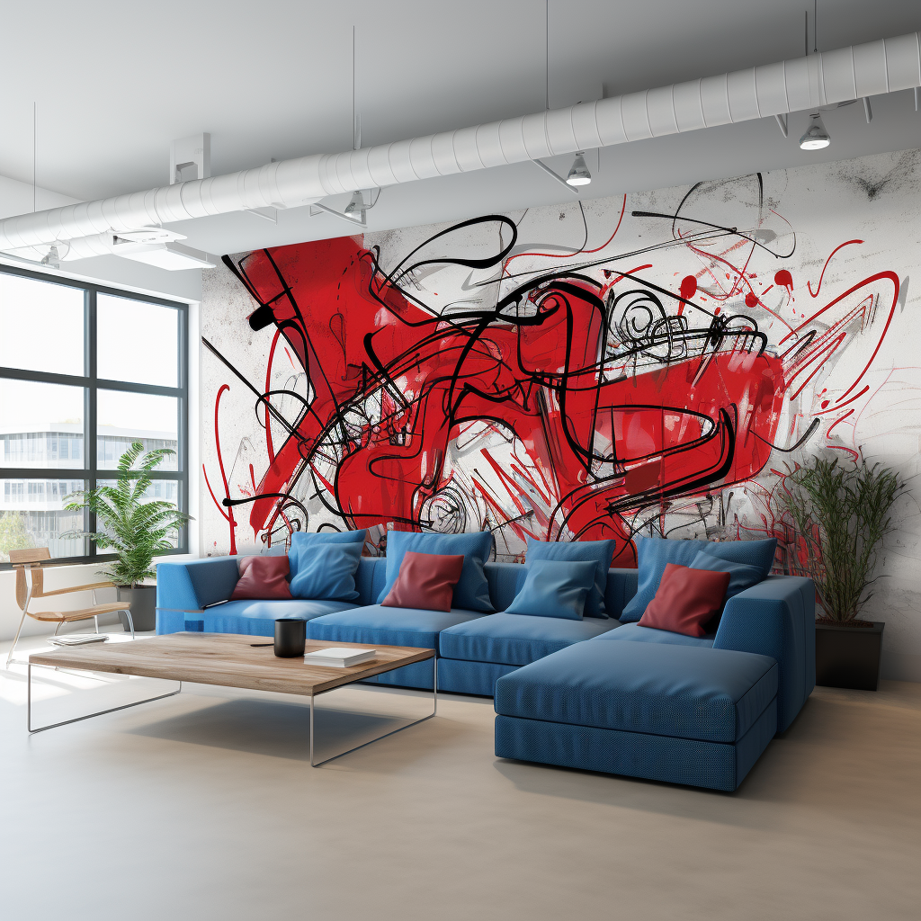 Realistic graffiti of furniture and decoration design