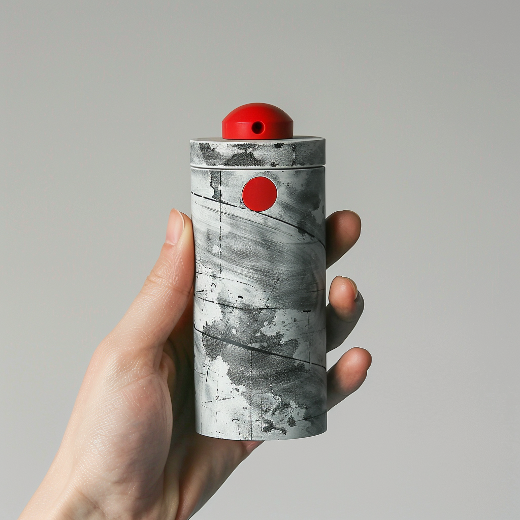 Graffiti cylinder with red button