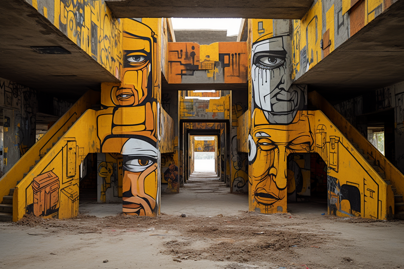 Graffiti Tunnel with Surreal Theatrics