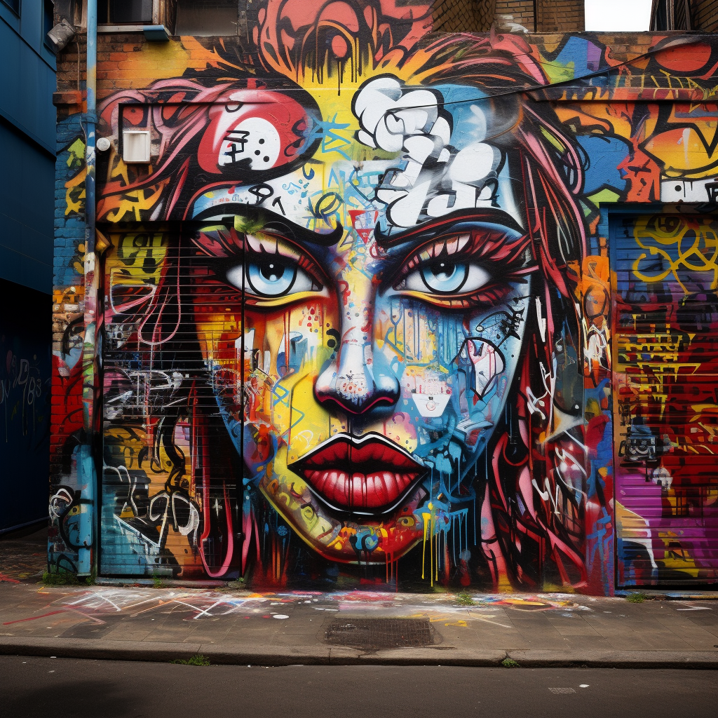 Vibrant urban graffiti wall mural