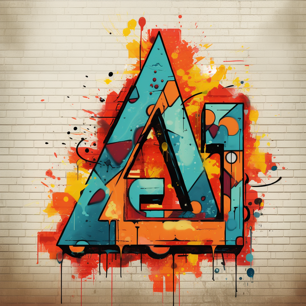 Vibrant graffiti art with abstract shapes and letter A