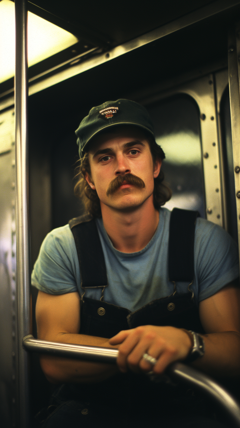 Guy with Mustache on Subway in New York