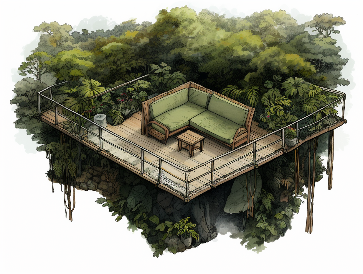 Two Sofas on Elevated Rainforest Platform