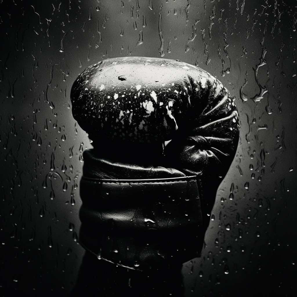 Vintage boxing glove in black and white