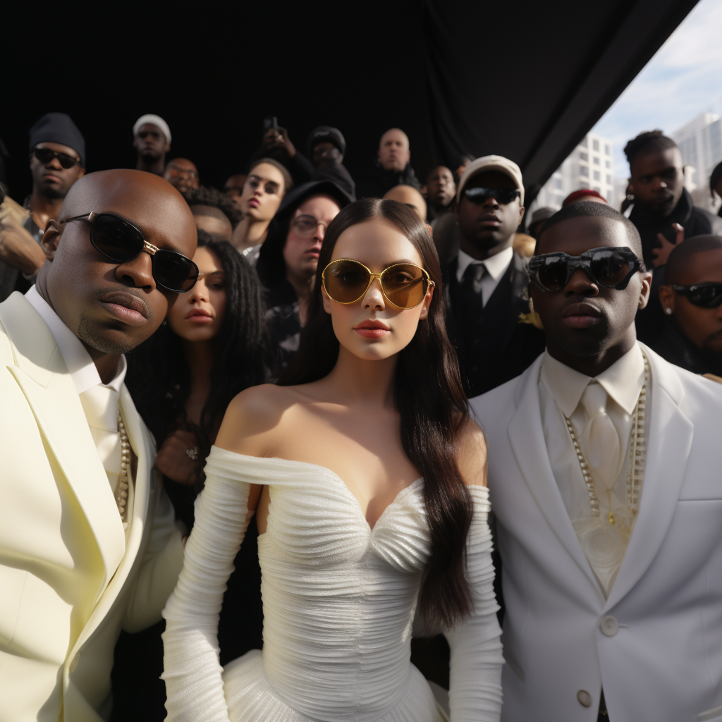 Celebrities posing on Grammys red carpet