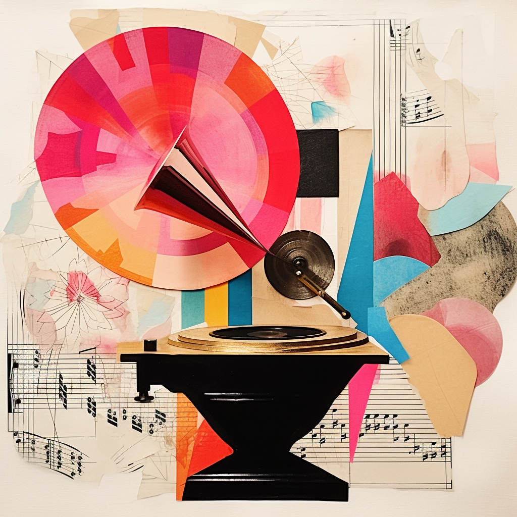 Vintage Gramophone Music Collage