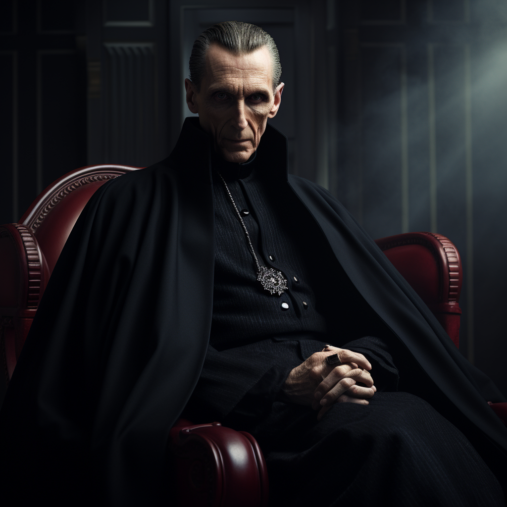 Grand Moff Tarkin in dark robes