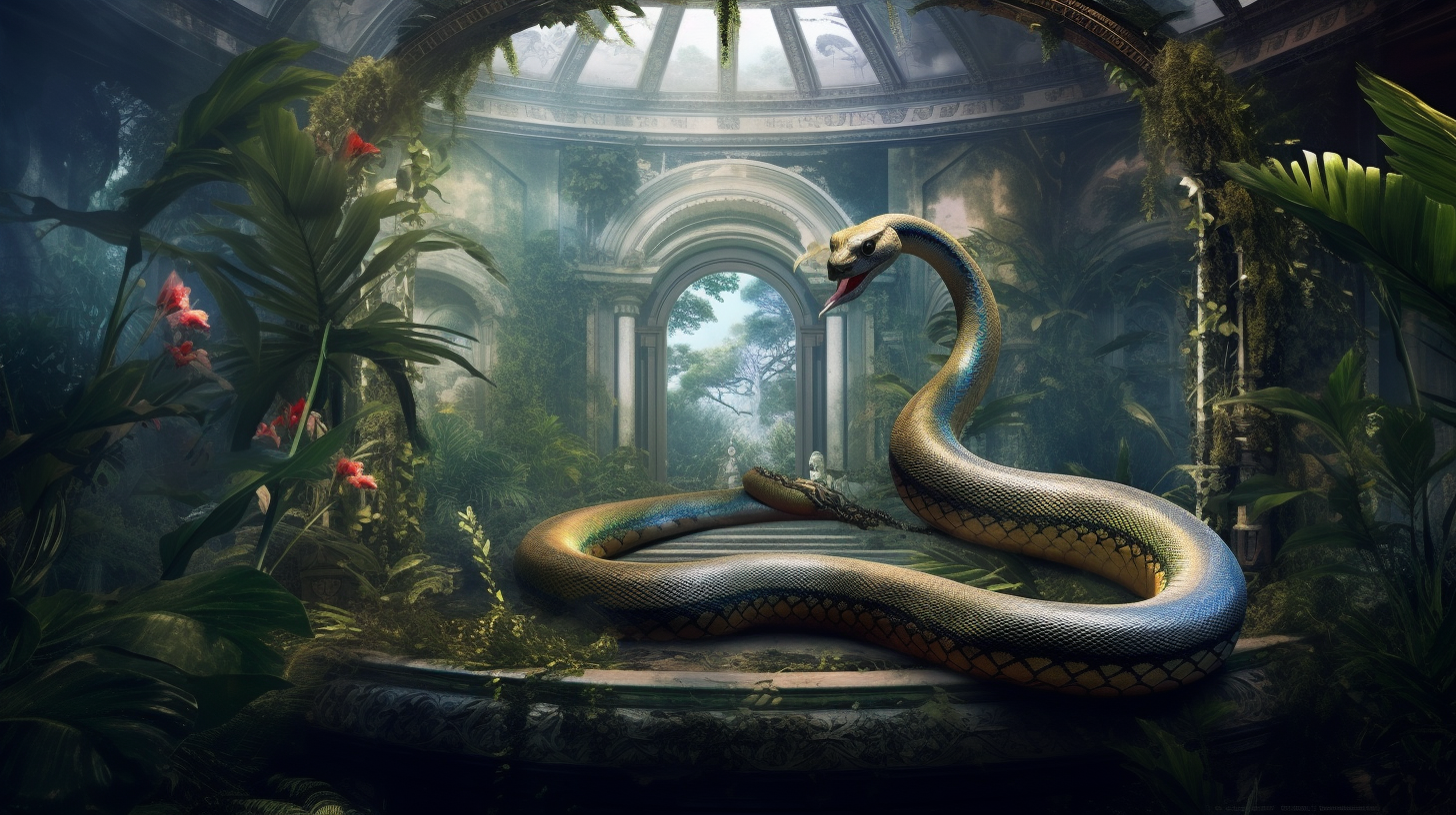 Enchanting serpent residing in Eden's garden