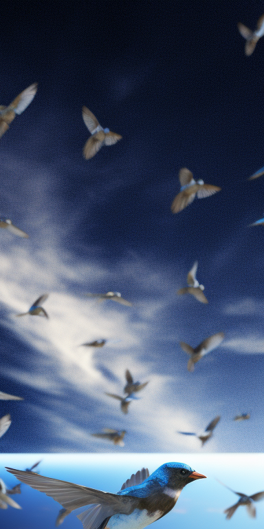 Group of Grandalas Flying in Blue with Cloud Background