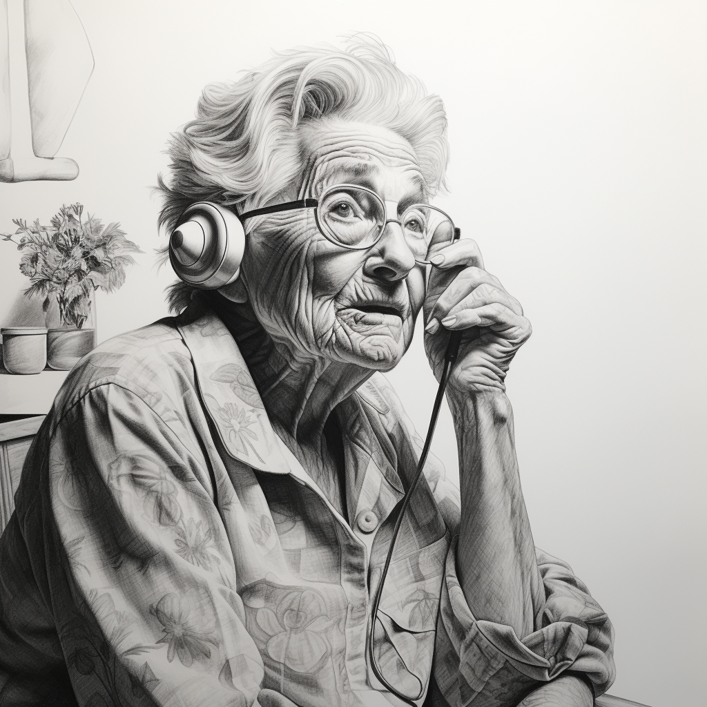 Elderly woman talking on phone