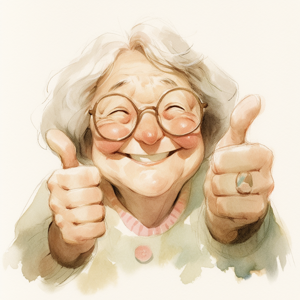 Smiling grandmother giving thumbs up