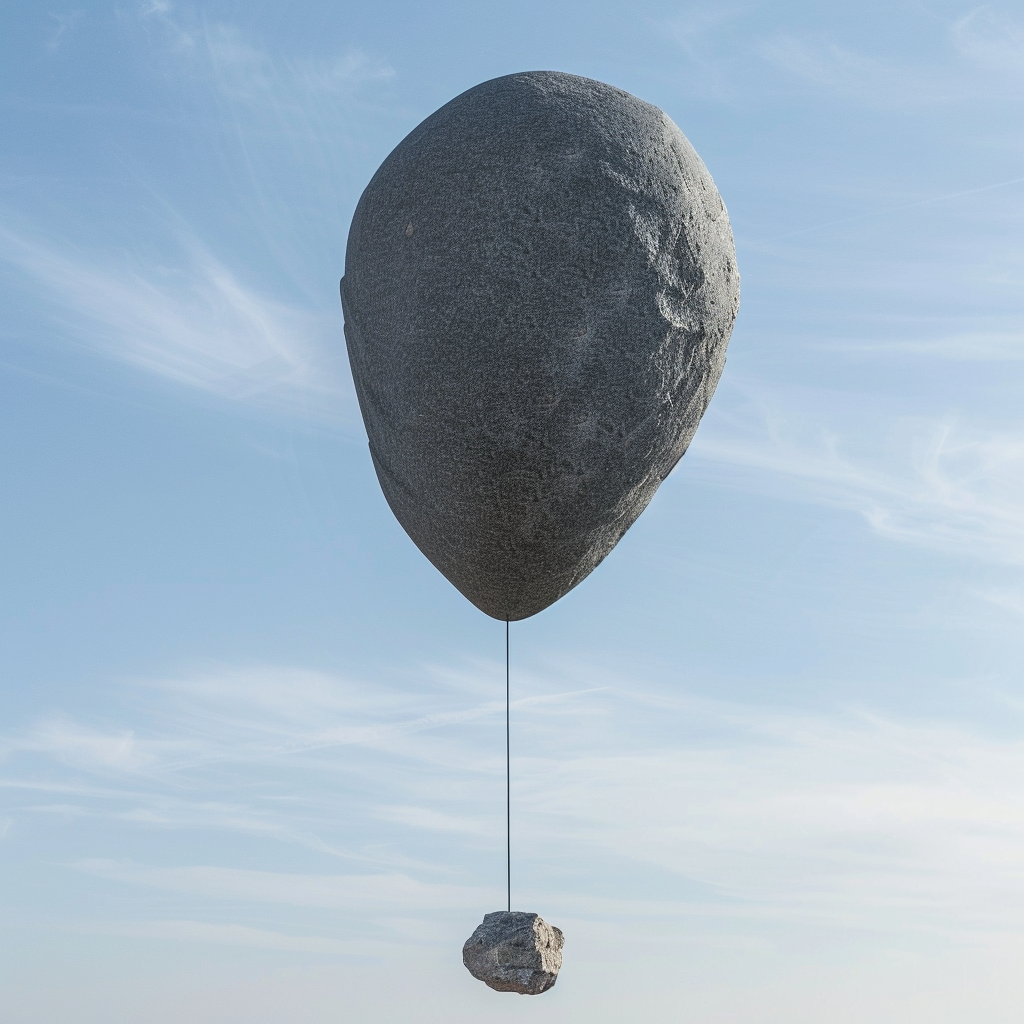 granite balloon flying through air