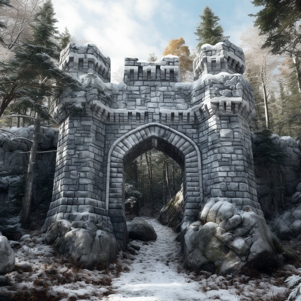 Gray Granite Castle Wall in White Mountains