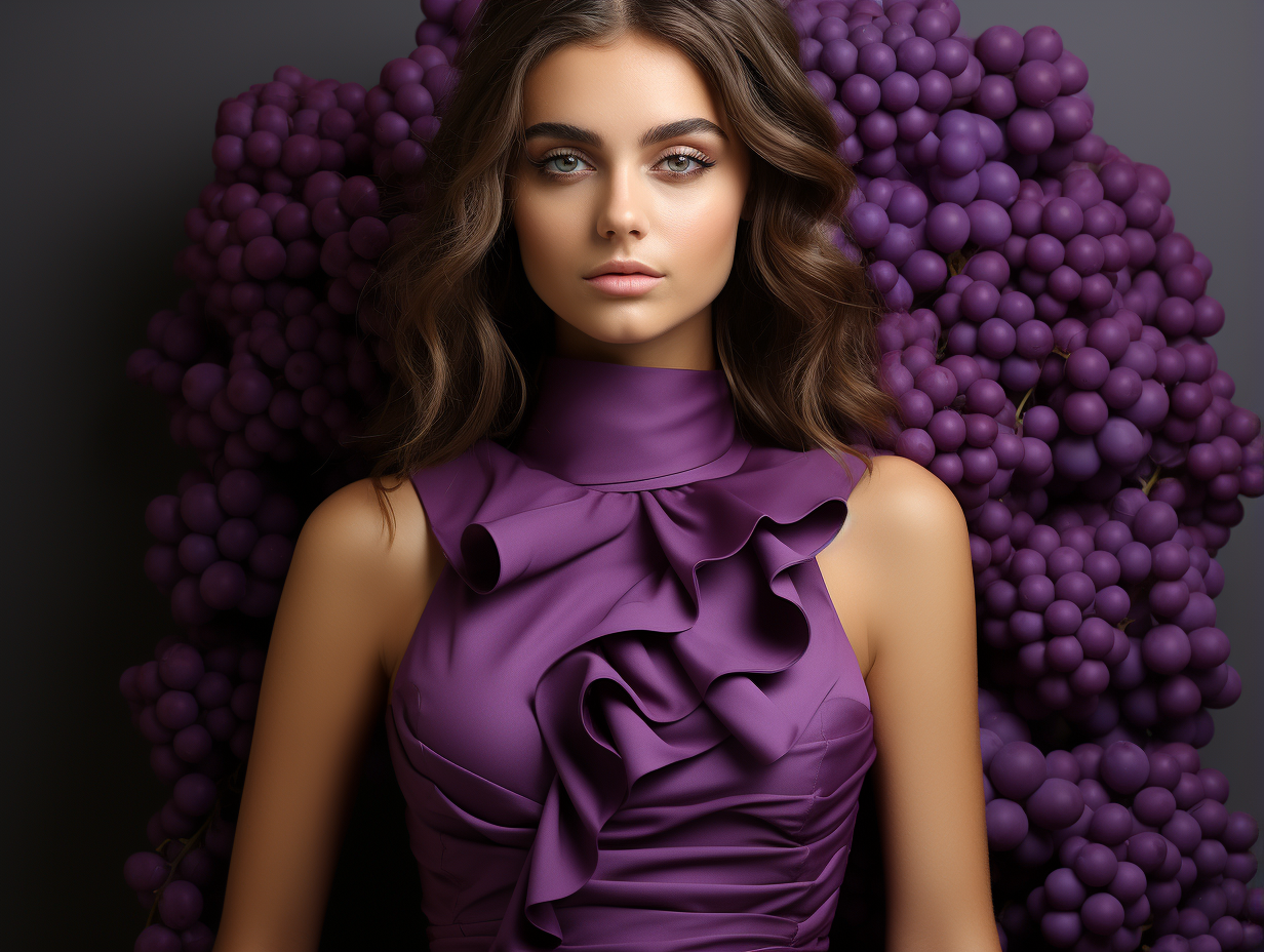 Fashionable girl made of grapes