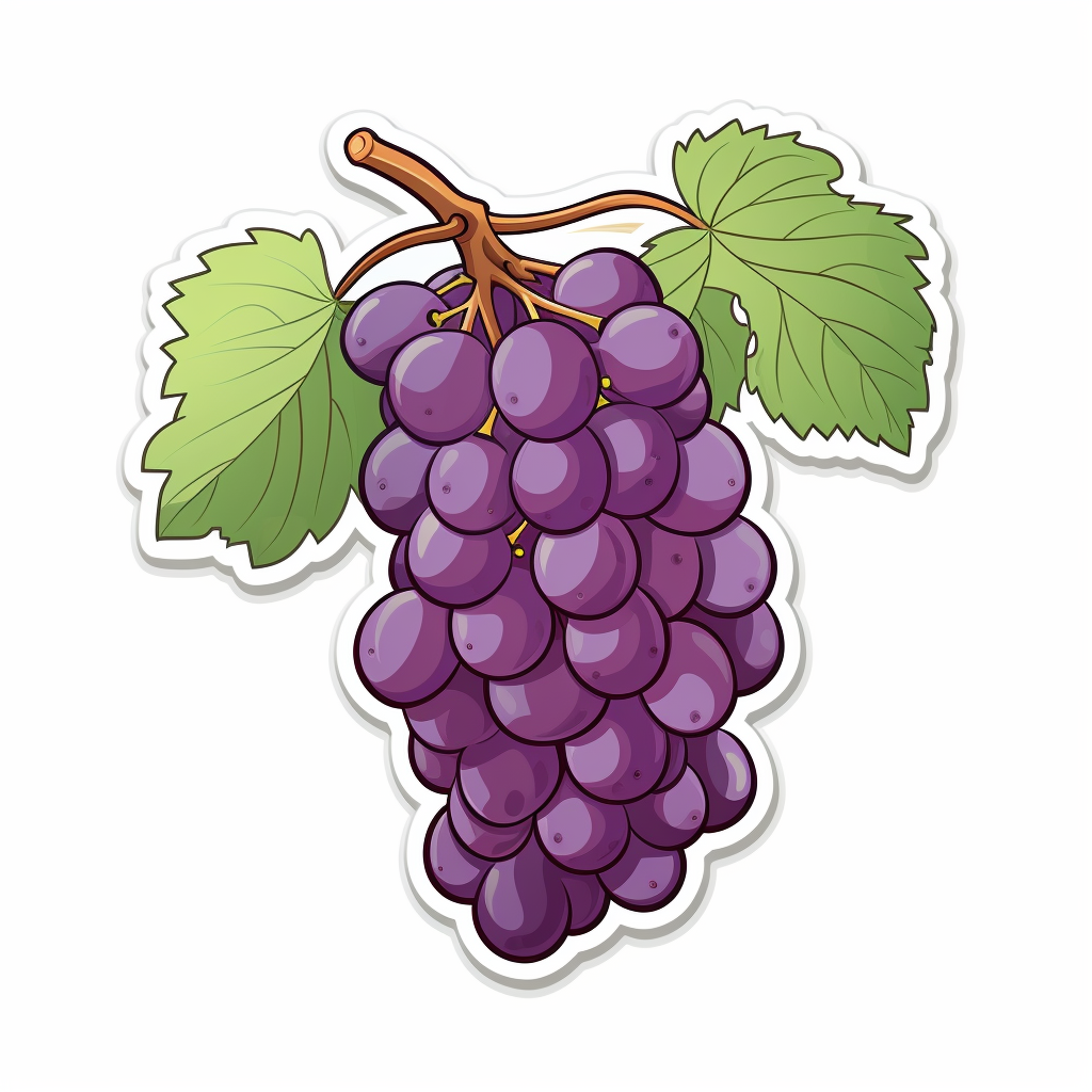 Beautiful cartoon grapes on vine sticker