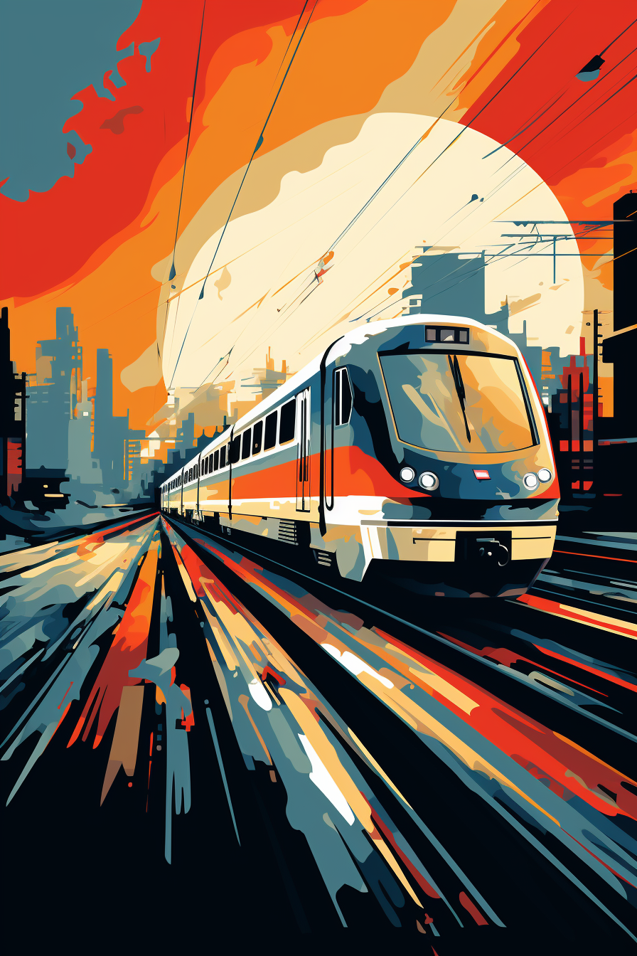 Graphic illustration of a moving train