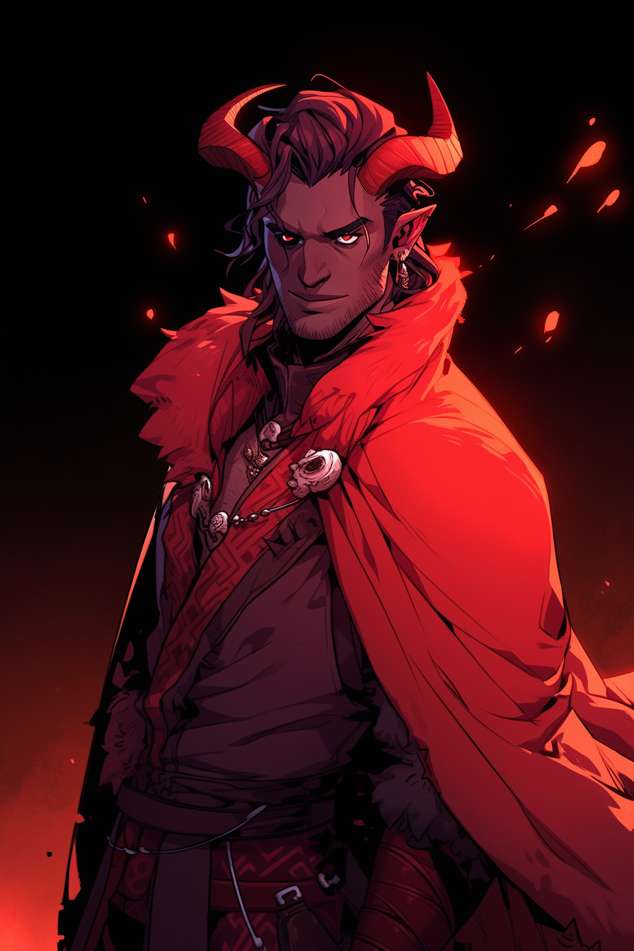 Illustration of a Noble Bloodline Male Tiefling Sorcerer