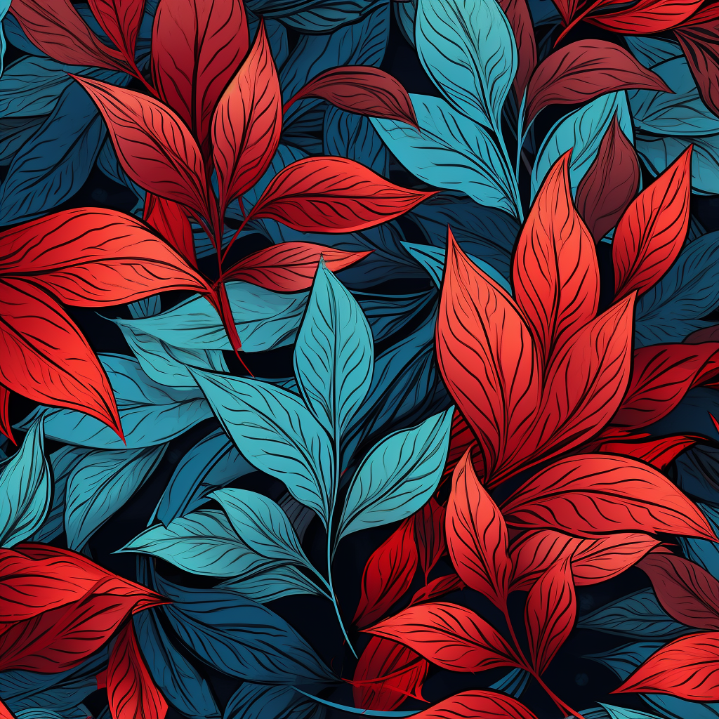 Colorful leaves on blue background