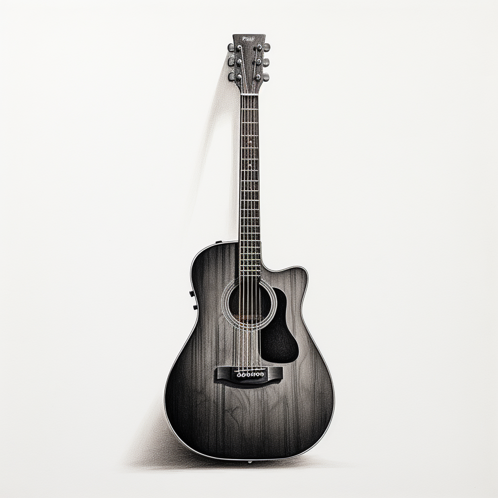 Beautiful graphite drawing of an acoustic guitar