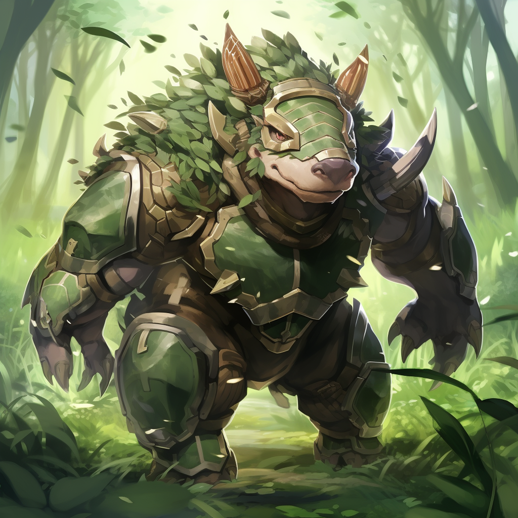 Grass-Fighting Boar Pokémon with Bamboo Armor