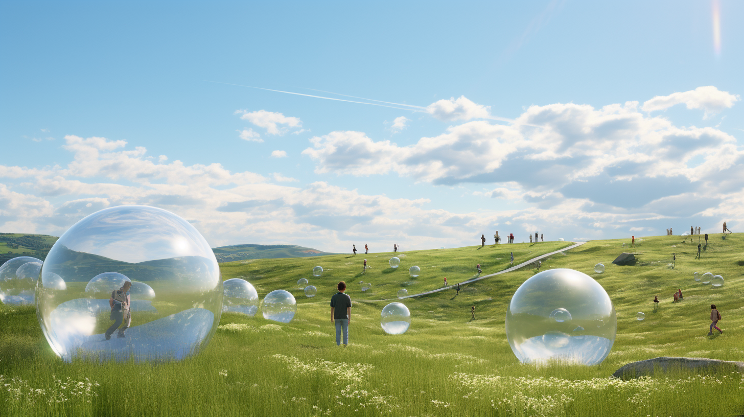 Children playing with glass marbles on grassland